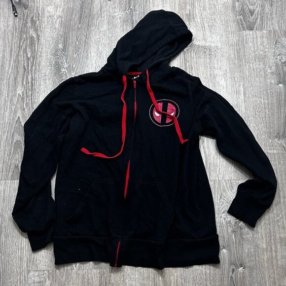 Marvel Deadpool Hoodie Men's Size Medium Full Zip Long Sleeve Causal Back - Picture 1 of 8